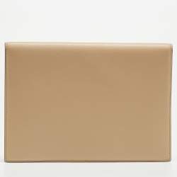 Pre Owned Fendi Beige/Red Leather  FF Diamond Flat Pouch 