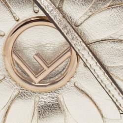 Pre Owned Fendi Gold Leather Micro Flower Kan I Crossbody Bag
