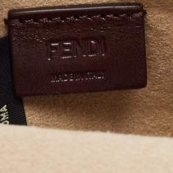 Pre Owned Fendi Gold Leather Micro Flower Kan I Crossbody Bag