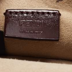 Pre Owned Fendi Gold Leather Micro Flower Kan I Crossbody Bag