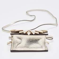 Pre Owned Fendi Gold Leather Micro Flower Kan I Crossbody Bag