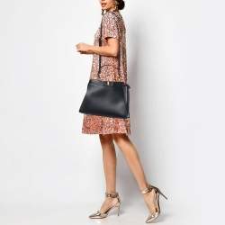 Pre Owned Fendi Black Leather Medium Peekaboo Iconic Top Handle Bag