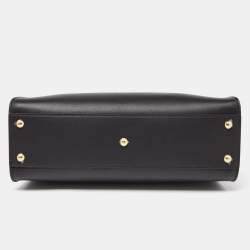 Pre Owned Fendi Black Leather Medium Peekaboo Iconic Top Handle Bag