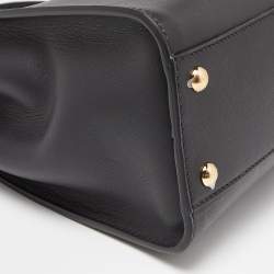 Pre Owned Fendi Black Leather Medium Peekaboo Iconic Top Handle Bag