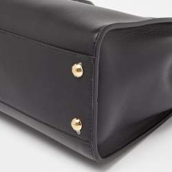 Pre Owned Fendi Black Leather Medium Peekaboo Iconic Top Handle Bag