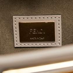 Pre Owned Fendi Grey Leather Medium Peekaboo Top Handle Bag