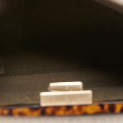 Pre Owned Fendi Grey Leather Medium Peekaboo Top Handle Bag