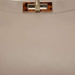 Pre Owned Fendi Grey Leather Medium Peekaboo Top Handle Bag