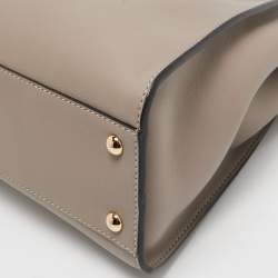 Pre Owned Fendi Grey Leather Medium Peekaboo Top Handle Bag