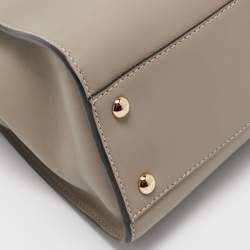 Pre Owned Fendi Grey Leather Medium Peekaboo Top Handle Bag