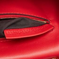 Fendi Red FF Embossed Leather Midi Chain Baguette Bag