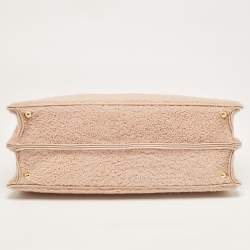 Pre Owned Fendi Dusty Pink Shearling Large Peekaboo ISeeU Top Handle Bag