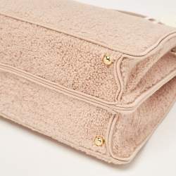 Pre Owned Fendi Dusty Pink Shearling Large Peekaboo ISeeU Top Handle Bag