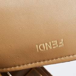 Pre Owned Fendi Brown Sheep Shearling Medium Peekaboo ISeeU Top Handle Bag