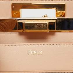 Fendi White Leather Medium Inlay Peekaboo ISeeU Top Handle Bag