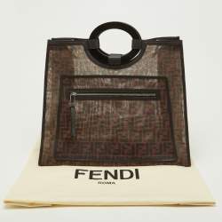 Pre Owned Fendi Tobacco Zucca Mesh and Leather Runaway Shopper Tote