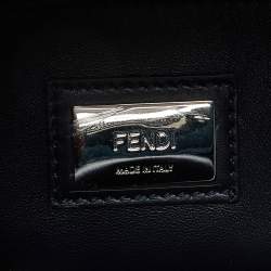 Pre Owned Fendi Blue Watersnake Leather and Suede Regular Peekaboo Top Handle Bag