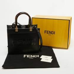 Pre Owned Fendi Black Leather Small Sunshine Tote