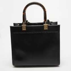 Pre Owned Fendi Black Leather Small Sunshine Tote