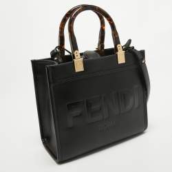 Pre Owned Fendi Black Leather Small Sunshine Tote