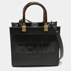 Pre Owned Fendi Black Leather Small Sunshine Tote