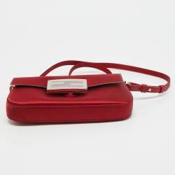 Pre Owned Fendi Red Satin Baguette Phone Pouch