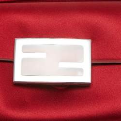 Pre Owned Fendi Red Satin Baguette Phone Pouch