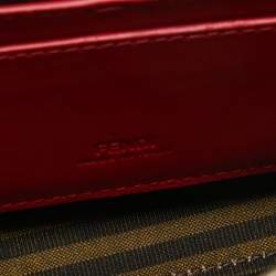 Pre Owned Fendi Red Satin Baguette Phone Pouch