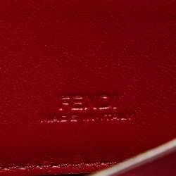 Pre Owned Fendi Red Satin Baguette Phone Pouch