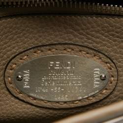 Pre Owned Fendi Taupe Selleria Leather Medium Iconic Peekaboo Top Handle Bag
