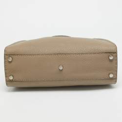 Pre Owned Fendi Taupe Selleria Leather Medium Iconic Peekaboo Top Handle Bag