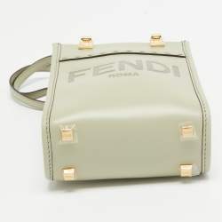 Pre Owned Fendi Green Leather Mini Sunshine Tote