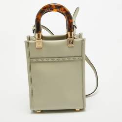 Pre Owned Fendi Green Leather Mini Sunshine Tote