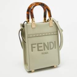 Pre Owned Fendi Green Leather Mini Sunshine Tote