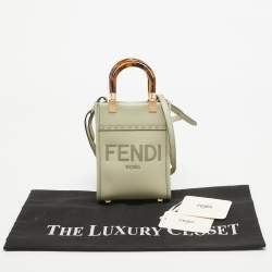 Pre Owned Fendi Green Leather Mini Sunshine Tote