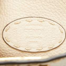 Fendi Cream Selleria Leather Medium Peekaboo ISeeU Top Handle Bag