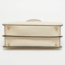 Fendi Cream Selleria Leather Medium Peekaboo ISeeU Top Handle Bag