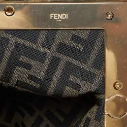 Pre Owned Fendi Mustard Karligraphy Suede and Velvet Medium Camoscio First Shoulder Bag