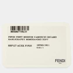 Pre Owned Fendi Mustard Karligraphy Suede and Velvet Medium Camoscio First Shoulder Bag