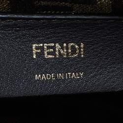 Pre Owned Fendi Mustard Karligraphy Suede and Velvet Medium Camoscio First Shoulder Bag