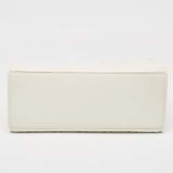 Pre Owned Fendi Off White Zucca Embossed Leather Medium Sunshine Tote