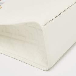 Pre Owned Fendi Off White Zucca Embossed Leather Medium Sunshine Tote