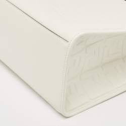 Pre Owned Fendi Off White Zucca Embossed Leather Medium Sunshine Tote