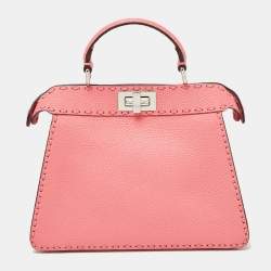 Fendi Pink Selleria Leather Small Peekaboo ISeeU Top Handle Bag