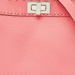 Fendi Pink Selleria Leather Small Peekaboo ISeeU Top Handle Bag