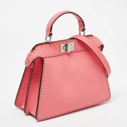 Fendi Pink Selleria Leather Small Peekaboo ISeeU Top Handle Bag