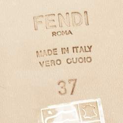 Fendi Burgundy Leather FF Flat Slides Size 37