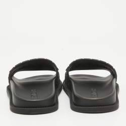 Fendi x-Versace Black Rubber Logo Flat Slides Size 37