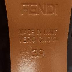 Fendi Black/Brown Canvas And Leather Bow Pep Toe Ankle Strap Sandals Size 39