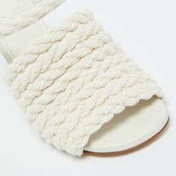 Pre Owned Fendi Beige Woven Fabric First Heel Mules Size 36